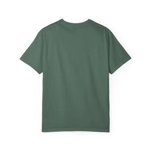 Back view green cotton meme t-shirt