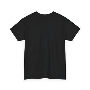 Navy blue t-shirt with text on the back against a white background
