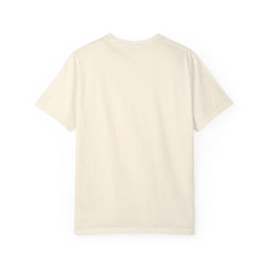 Back view of a blank cream-colored Comfort Colors vintage t-shirt.