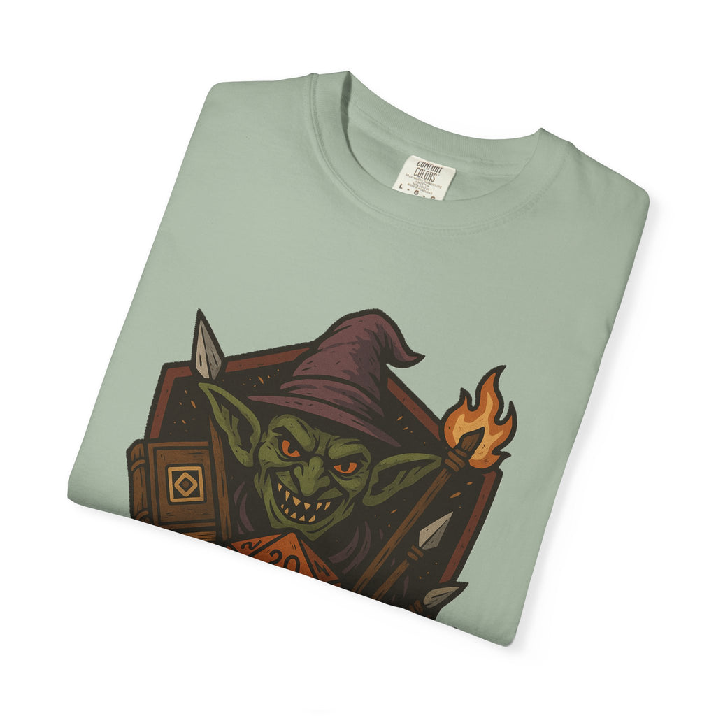 Folded Bay Green t-shirt with funny RPG gamer print