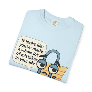 Folded light blue cotton tee with funny 90s Clippy meme