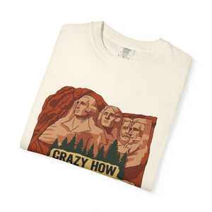 Folded ivory t-shirt featuring Crazy How Nature Make Dat design.