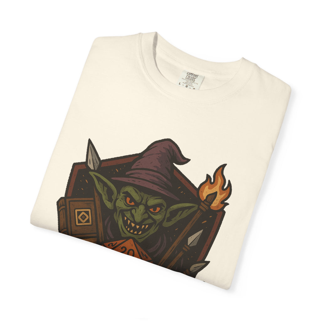 Folded Ivory t-shirt with funny RPG gamer print