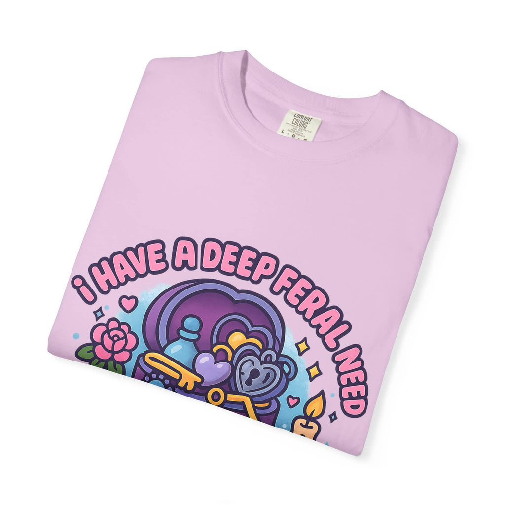 Folded pastel pink meme t-shirt featuring a jewelry box and funny text about antique trinkets