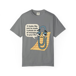 Grey t-shirt with Disappointed Clippy speech bubble design
