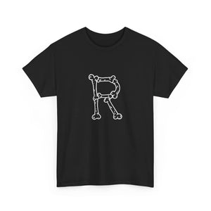 Black t-shirt with a map of Scotland and heartbeat line design on a white background