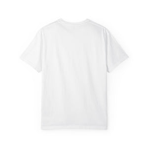 Back view of a plain white T-shirt showing the fit and fabric quality