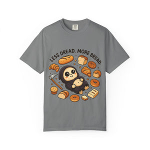 Pepper Comfort Colors shirt with funny bread eating reaper graphic.