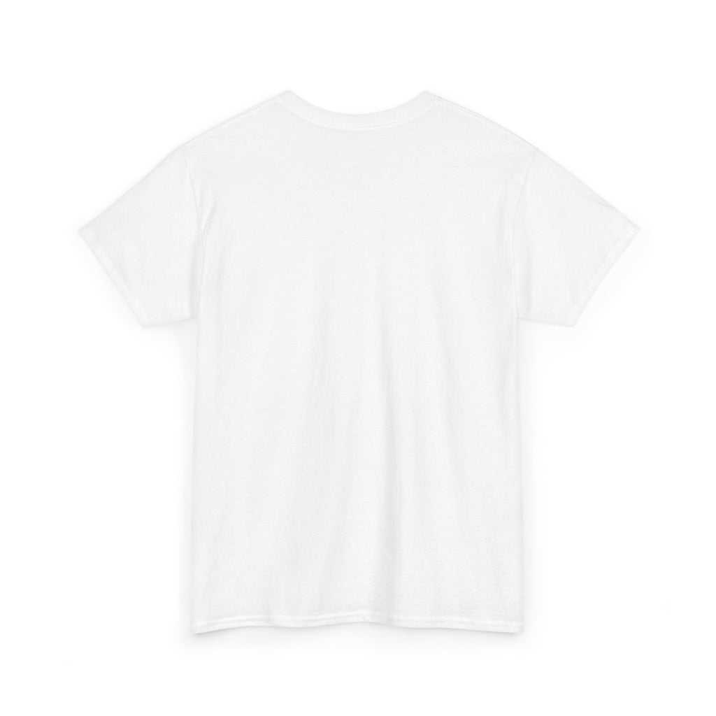 A plain white short-sleeve crewneck t-shirt shown from the back, laid flat against a white background.